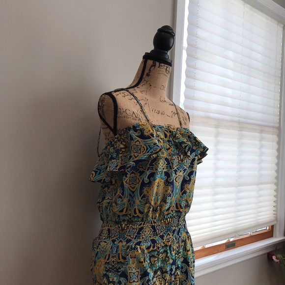 Paradise Yellow and Blue Geometric Print Romper - Picture 5 of 8